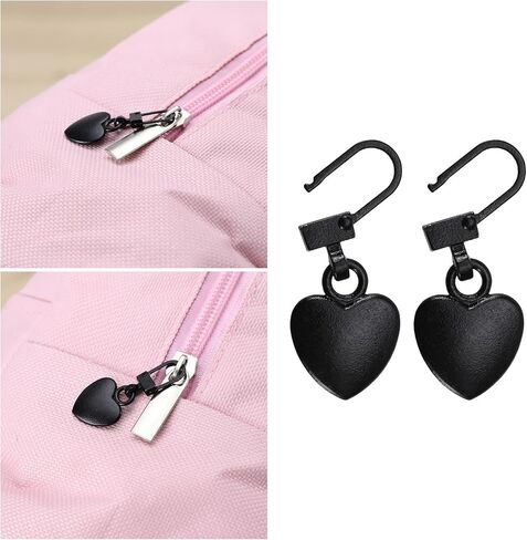 eMagTech 20Pcs Heart Shaped Removable Zipper Detachable Zipper Pullers DIY Sewing Zippers Repair Kits for DIY Clothing Making Accessories Black in Saudi Arabia