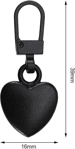 eMagTech 20Pcs Heart Shaped Removable Zipper Detachable Zipper Pullers DIY Sewing Zippers Repair Kits for DIY Clothing Making Accessories Black in Saudi Arabia