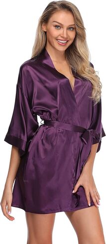 Satin Robes for Bridal Party Bride Bridesmaid Short Soft Dressing Gown Wedding Getting Ready Robe in Saudi Arabia