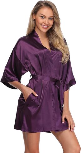 Satin Robes for Bridal Party Bride Bridesmaid Short Soft Dressing Gown Wedding Getting Ready Robe in Saudi Arabia