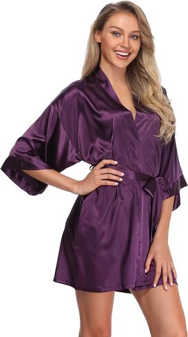 Satin Robes for Bridal Party Bride Bridesmaid Short Soft Dressing Gown Wedding Getting Ready Robe in Saudi Arabia