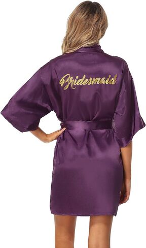 Satin Robes for Bridal Party Bride Bridesmaid Short Soft Dressing Gown Wedding Getting Ready Robe in Saudi Arabia