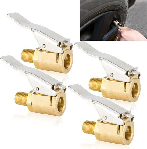 4 PCS Car Tire Quick Inflation Chuck, Reinforced Type Air Pump Nozzle Leak-Free Adapter, Tire Inflation Air Chuck Standard Thread Quick Connector, Universal for Car Connection Tool (Gold) in Saudi Arabia