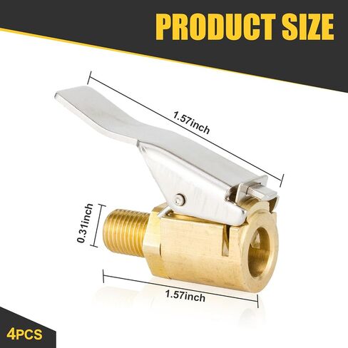 4 PCS Car Tire Quick Inflation Chuck, Reinforced Type Air Pump Nozzle Leak-Free Adapter, Tire Inflation Air Chuck Standard Thread Quick Connector, Universal for Car Connection Tool (Gold) in Saudi Arabia