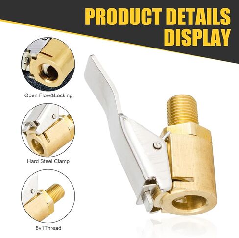 4 PCS Car Tire Quick Inflation Chuck, Reinforced Type Air Pump Nozzle Leak-Free Adapter, Tire Inflation Air Chuck Standard Thread Quick Connector, Universal for Car Connection Tool (Gold) in Saudi Arabia