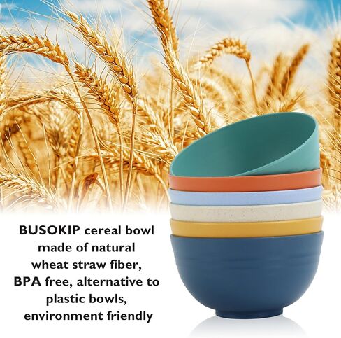 Unbreakable Cereal Bowls, 26 OZ Wheat Straw Bowls Set of 6, Microwave and Dishwasher Safe Kids Bowls for Kitchen, Lightweight Serving Bowls for Soup, Salad, Oatmeal (Multi Colors) in Saudi Arabia