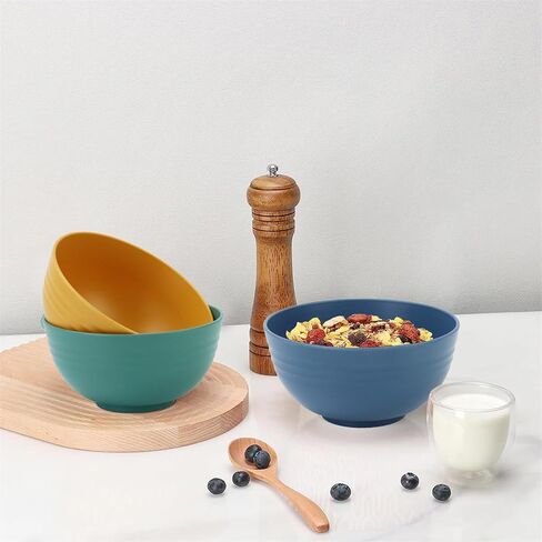 Unbreakable Cereal Bowls, 26 OZ Wheat Straw Bowls Set of 6, Microwave and Dishwasher Safe Kids Bowls for Kitchen, Lightweight Serving Bowls for Soup, Salad, Oatmeal (Multi Colors) in Saudi Arabia