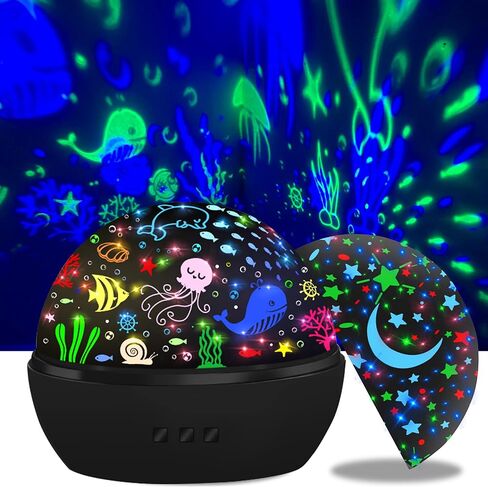 Night Light for Kids,360° Rotating Starry Night Light Projector for Babys,Ocean Wave Projector for Kids Toddlers, Easter Birthday Gifts for Children,Boys Girls Bedroom Decor (Black) in Saudi Arabia