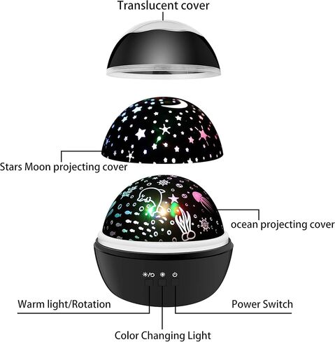 Night Light for Kids,360° Rotating Starry Night Light Projector for Babys,Ocean Wave Projector for Kids Toddlers, Easter Birthday Gifts for Children,Boys Girls Bedroom Decor (Black) in Saudi Arabia