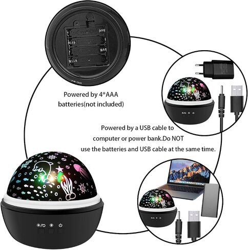 Night Light for Kids,360° Rotating Starry Night Light Projector for Babys,Ocean Wave Projector for Kids Toddlers, Easter Birthday Gifts for Children,Boys Girls Bedroom Decor (Black) in Saudi Arabia