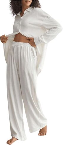 Floerns Women's Solid Elastic Waist Swimsuit Cover Up Pants Bikini Bottom in Saudi Arabia