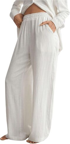 Floerns Women's Solid Elastic Waist Swimsuit Cover Up Pants Bikini Bottom in Saudi Arabia
