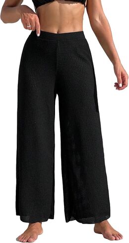 Floerns Women's Solid Elastic Waist Swimsuit Cover Up Pants Bikini Bottom in Saudi Arabia