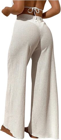 Floerns Women's Solid Elastic Waist Swimsuit Cover Up Pants Bikini Bottom in Saudi Arabia