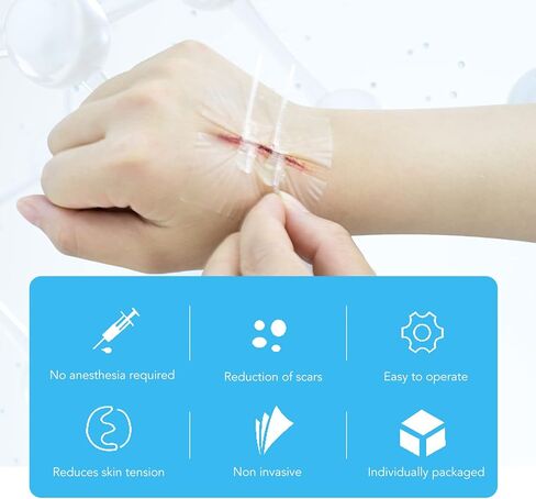 Zip Stitch, Wound Closure Strips, Emergency Protection Sutures Wounds, Cuttable Hygienic Zip Stitch Wound Bandages Zipper Band Aid Skin Adhesives Emergency Protection Zip in Kuwait