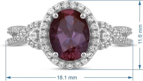 Jewelili Sterling Silver 9x7 MM Oval Alexandrite and Round Created White Sapphire Ring in Saudi Arabia