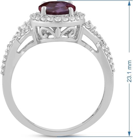 Jewelili Sterling Silver 9x7 MM Oval Alexandrite and Round Created White Sapphire Ring in Saudi Arabia