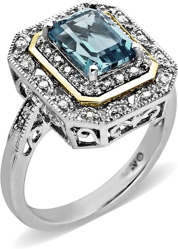 مجموعة أمازون من الفضة الإسترليني وخاتم من الذهب الأصفر عيار 14 قيراط والياقوت والألماس in Kuwait