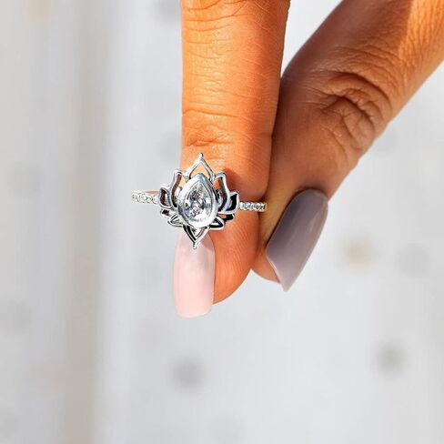 FUCK MY TRAUMA LOTUS RING، S925 الفضة زهرة اللوتس عالية البولندية مقاومة للتشوه الزركون مطعمة حلقة ملهمة حلقة لوتس فريدة من نوعها تذكرك بالتخلي عن الصدمة الخاصة بك بطريقة مرحة لا طين ولا لوتس خاتم هدايا مجوهرات للأخوات النساء in Kuwait