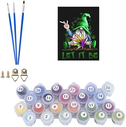 ACENGXI Let It Be Paint by Number Kits for Adults Kids DIY Acrylic Painting Kits Santa Claus Oil Painting Kits Santa Gnomes DIY Canvas Paint by Numbers Kits Christmas Goblin Home Wall Decor 16x20In in Kuwait