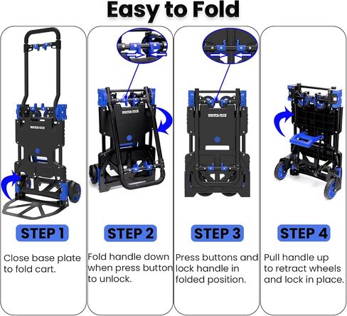 Hand Truck Dolly with Foldable Basket, 200 LBS Capacity Portable Folding Hand Truck with Retractable & Adjustable Handle, Convertible Hand Cart with 4 Wheels, Collapsible Dolly Cart for Moving in Saudi Arabia