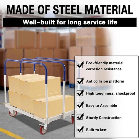 Panel Cart Dolly, 20" W x 35" H Panel Truck Cart with Steel Frame, Heavy Duty Platform Truck Cart with 1500 lbs Capacity and 5 inch Casters for Factory Warehouses, Garage, Workshop (35 x 20 in) in Saudi Arabia