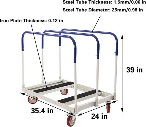 Panel Cart Dolly, 20" W x 35" H Panel Truck Cart with Steel Frame, Heavy Duty Platform Truck Cart with 1500 lbs Capacity and 5 inch Casters for Factory Warehouses, Garage, Workshop (35 x 20 in) in Saudi Arabia