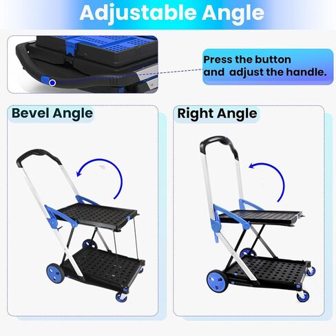 Hand Truck Dolly with Foldable Basket, 200 LBS Capacity Portable Folding Hand Truck with Retractable & Adjustable Handle, Convertible Hand Cart with 4 Wheels, Collapsible Dolly Cart for Moving in Saudi Arabia