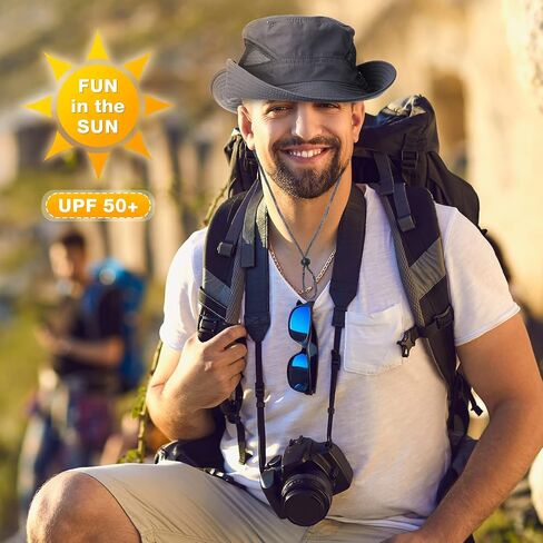 4 Pcs Sun Hat for Men Women Outdoor Bucket Hat Fishing Boonie Safari Hat Foldable Wide Brim Hat Sun Protection for Hiking Camping Gardening, 4 Colors in Kuwait