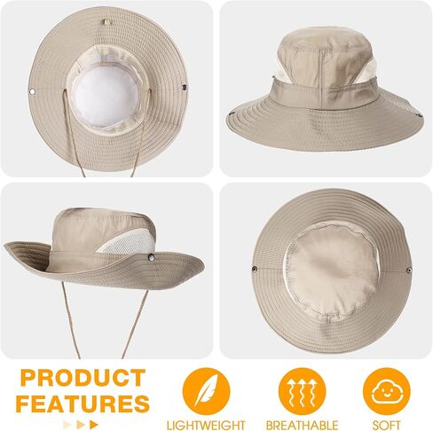 4 Pcs Sun Hat for Men Women Outdoor Bucket Hat Fishing Boonie Safari Hat Foldable Wide Brim Hat Sun Protection for Hiking Camping Gardening, 4 Colors in Kuwait