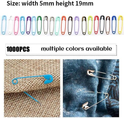 Mini Metal Safety Pins Brooch 20 Colors Decorative Charms Small Small Pin for Jewelry Kilt Knitted Fasteners Used in Clothes Skirts Dresses 1000PCS 19mm (Blue) in Saudi Arabia