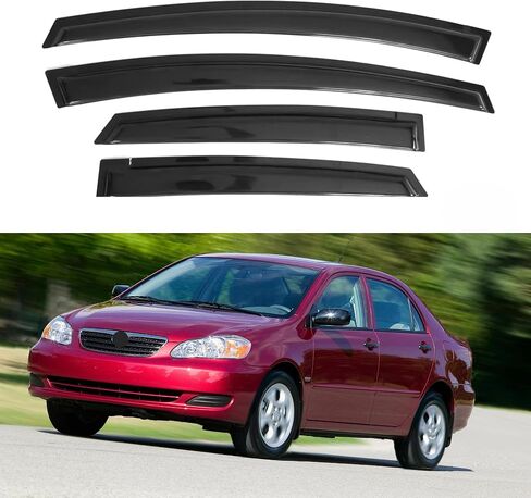 حاجب نافذة متوافق مع Toyota Corolla 2003-2008، شريط حماية من المطر متين للغاية، عاكس نافذة تهوية جانبية للشمس والرياح، 2003 2004 2005 2006 2007 2008 in Kuwait