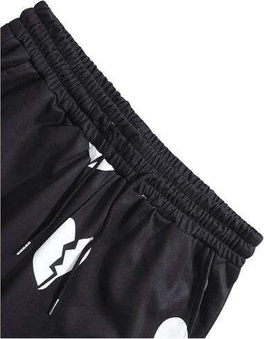 OYOANGLE Men's Graphic Print Drawstring Waist Stacked Sweatpants Streetwear Y2k Flared Pants in Saudi Arabia