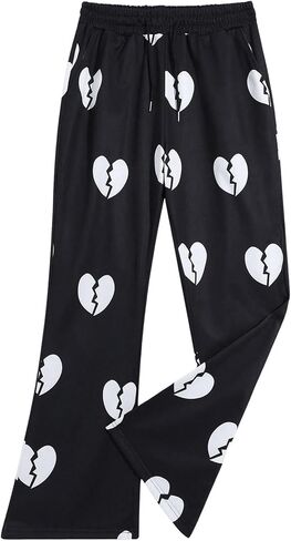 OYOANGLE Men's Graphic Print Drawstring Waist Stacked Sweatpants Streetwear Y2k Flared Pants in Saudi Arabia