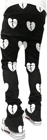 OYOANGLE Men's Graphic Print Drawstring Waist Stacked Sweatpants Streetwear Y2k Flared Pants in Saudi Arabia