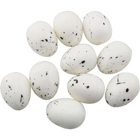 20PCS Faux Spotted Foam Quail Eggs Artificial Bird Eggs Craft Home Garden Ornaments Length 2.5cm/0.98 inch Suitable for Wedding Decorations Party Accessories Photography Props White