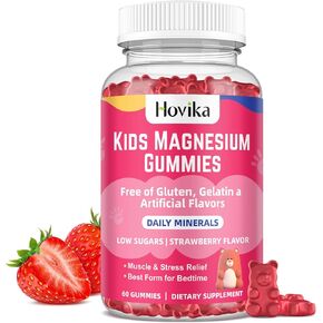 Magnesium Gummies for Kids - Magnesium Citrate + Vitamin B6 & D3 - Great Tasting Kids Magnesium Calm Gummies for Nerve Bone and Muscle Health for Kids Wellness, Vegan Strawberry Flavor 60 Count
