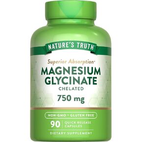 Magnesium Glycinate | 750mg | 90 Quick Release Capsules | High Absorption Chelated Formula | Non-GMO & Gluten Free Supplement | by Nature's Truth
