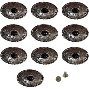 10 Pcs Turquoise Oval Leather Buckle Turquoise Metal Buckle Conchos Button Decorative Buckles for DIY Craft