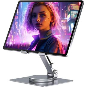 Portable Monitor Mount Holder Swivel Height Adjustable Stand for 15.6 Portable Monitor, Metal Foldable Bracket for Portable Monitor/iPad/Phones/Graphic Pads, Aluminum Alloy, Sliver