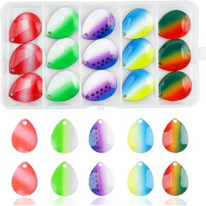 Fishing Lure Spinner Blades Kit - 100PCS Fishing Spinner Spoons Easy Spin Spinner Bait Making DIY for Hard Lures Worm Spinner Baits Spoons Rigs