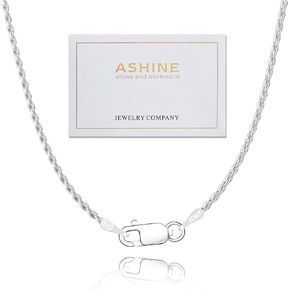 925 Silver Rope-Chain, 1.5mm Lobster Claw Italian Chain for Women Men, Shiny & Sturdy Necklace, 16 18 20 22 24 Inch