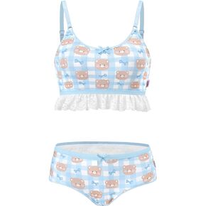 Littleforbig Lacy Trim Women Nightwear Strap Sleepwear Cami Top Shorts Lingerie Baby Bear Bralette Loungewear Set