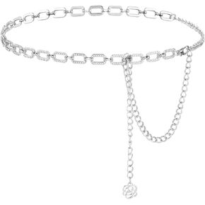 Rhinestone Belt Women, Adjustable Metal Waist Chain Belt Bling Skinny Belts for Wedding Bridal Pants Dress Belt
