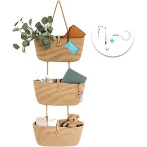 OrganiHaus Black Hanging Wall Baskets for Nursery Decor, Hanging Baskets for Bathroom, Behind Door Storage, Over The Door Basket Organizer, Closet Wall Organizer, Wall Mounted Storage Basket