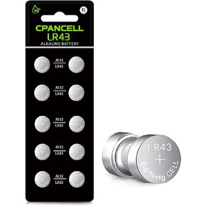 AG12 Battery 386 sr43 Battery L1142 Battery LR43 D386 L1142 D301 186 SR43 1.5v Alkaline Button Batteries (10 Count)
