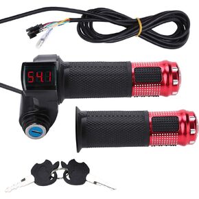 VGEBY Scooter Throttle, Electric Throttle Bike Throttle Grip Electric Scooter Battery Voltage Ebike Throttle Key with LED Display and Power Key Locker Accelerator (Color : Red)