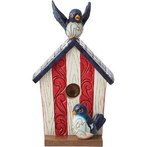 Enesco Jim Shore Heartwood Creek Four Seasons Patriotic Decorative Birdhouse Figurine 5.2 Inch