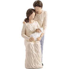 New Parents and Baby Figurines, Gifts for New Mom and Dad, Ideal for First Mothers Day, First Fathers Day, Hand Painted Sculpture, Resin, 8.7" H