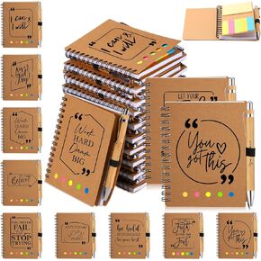 20 Sets Employee Appreciation Gift Inspirational Spiral Notebook Bulk with Motivational Bamboo Ballpoint Pens Sticky Notepad Thank You Gift for Teacher Student Team Coworker Nurse